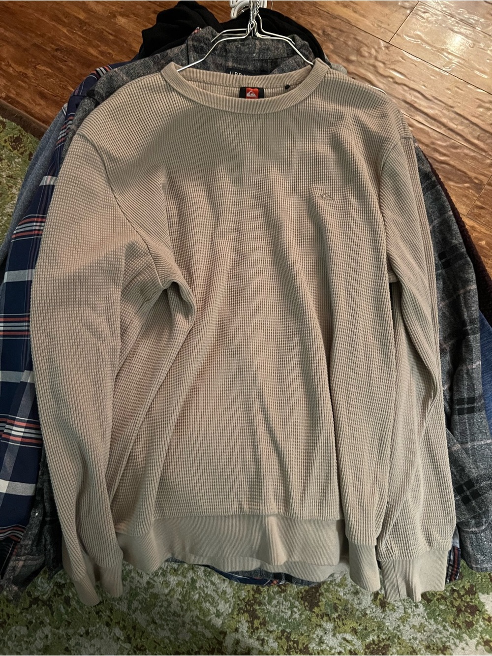 Quiksilver Men's Waffle Crewneck Sweater in Beige